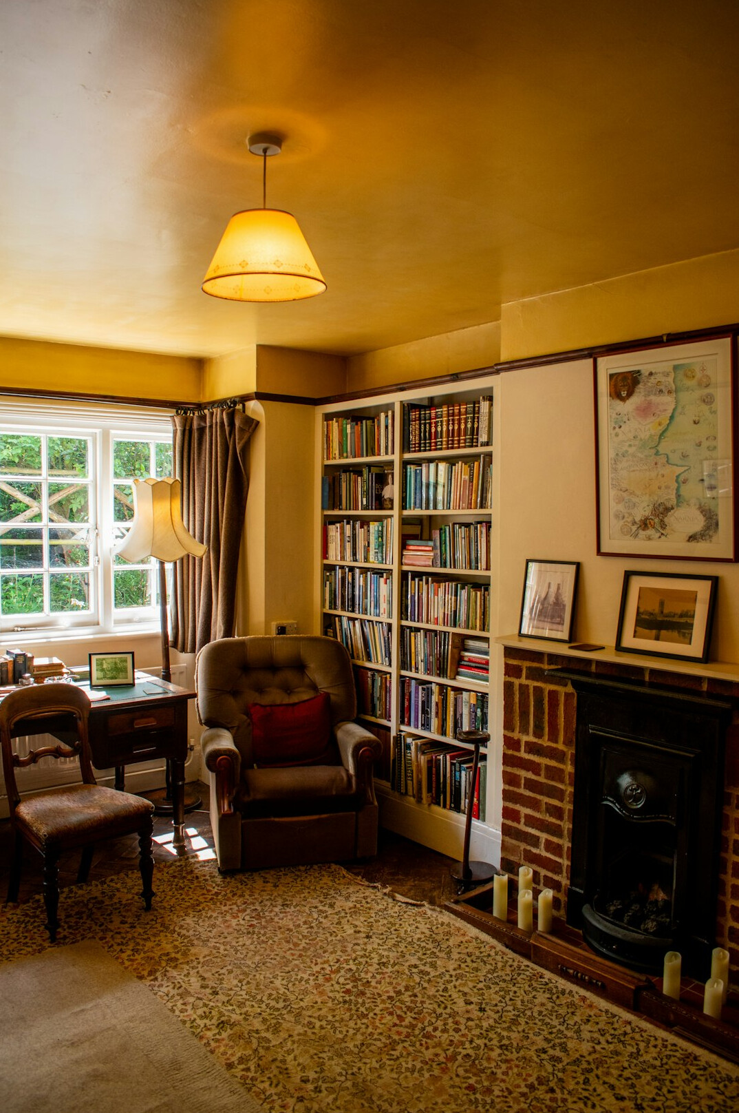 person reading book in quiet room